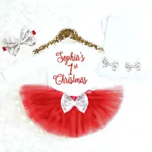 Пользовательское имя для маленьких девочек 1st Рождество новорожденного боди промах ползунки Леггинсы наряд Наборы для ухода за кожей душа ребенка партия выступает