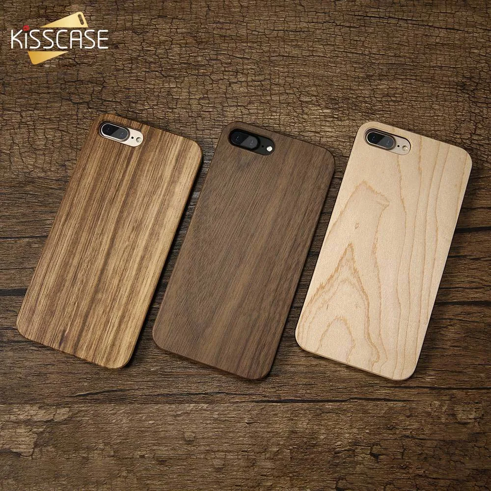 KISSCASE натуральная бамбуковая чехол для iPhone 6 6s Plus 100% древесина 5 5S SE X 7 8 Xr Xs Max Funda