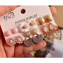 Новые модные Великолепные женские украшения Платье на день рождения жемчужные сережки-гвоздики mashup 6 пар/компл. Роскошные серьги