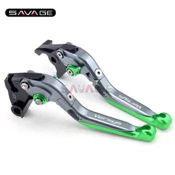 

For KAWASAKI KLE 1000 Versys 2015 Titanium+Green Motorcycle Adjustable Folding Extendable Brake Clutch Lever Logo Versys