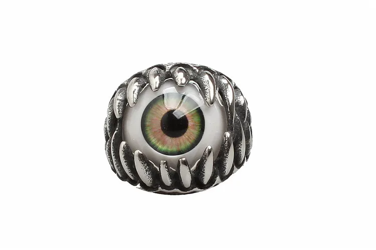 halloween decoration 1pcs creative hot sale men punk dragon claw blue evil eye skull stainless steel biker ring 5zhh043