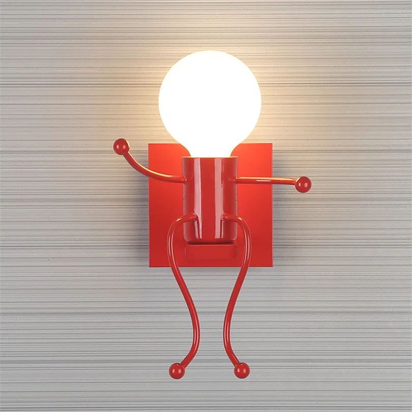 

5W Modern LED Wall Light Fixtures Creative Cartoon Little People Mini Wall Sconces Lighting Iron Wall Lamp For Home Hotel AC220V