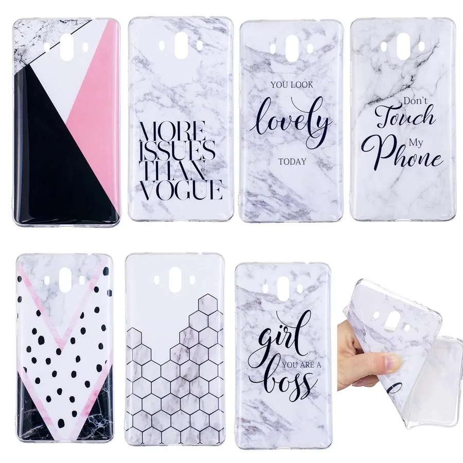 TPU Phone Cases For Huawei Mate 10 P8 Lite Case Silicone Cover Y3 Y5 Y6 2017 Marble Texture Coque |