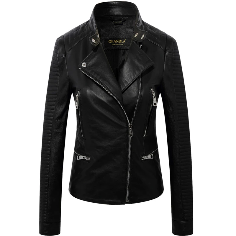 

Free shipping,Brand punk style Genuine leather womens short jackets.plus size female soft sheepskin slim,sales.biker coat