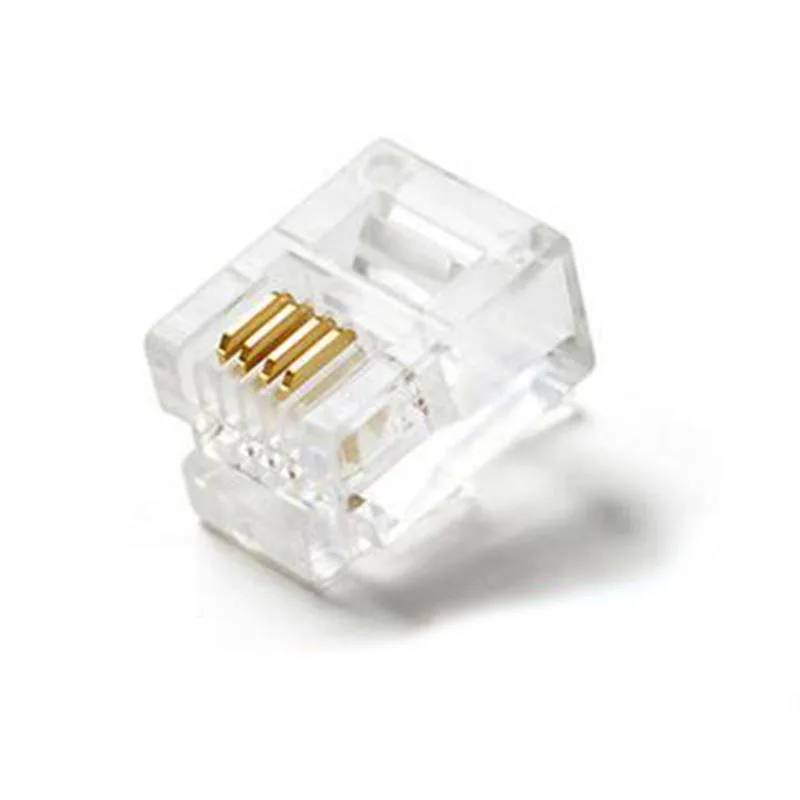 1000pcs Copper Core 6P4C 4 Pins RJ11 Telophone Connectora