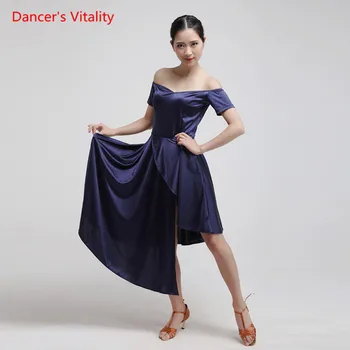 

Sexy Strapless Irregular Dress Women Latin Dance Costumes For Lady's Cha Cha Rumba Samba Dancing Performance/Practice Clothing