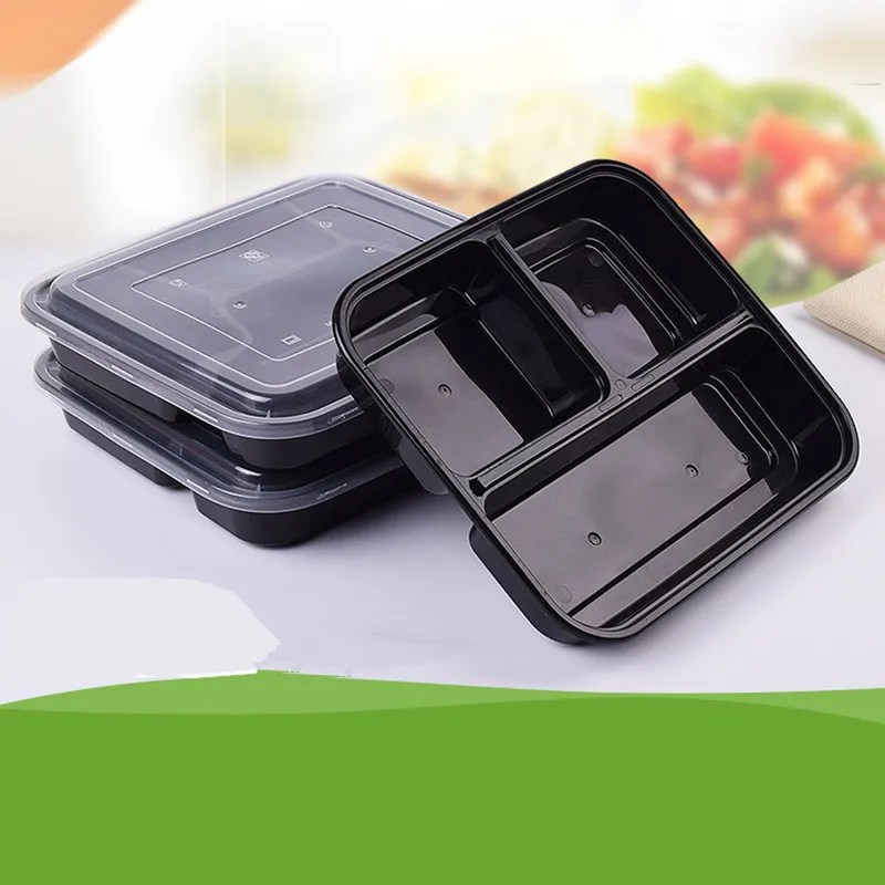 3 Compartment Reusable Food Storage Containers With Lids, Set of