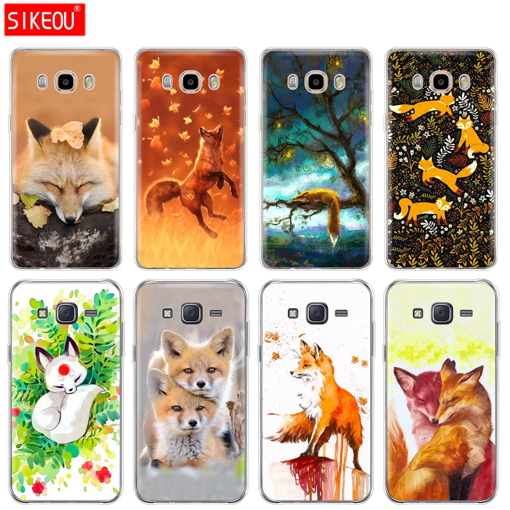 

silicone cover phone case for Samsung Galaxy J1 J2 J3 J5 J7 MINI 2016 2015 prime Cute Fox In Autumn leaves forest
