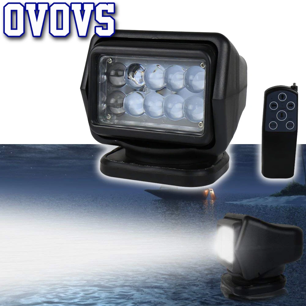 

360 degree 12V 7 Inch 50W Spotlight Remote Control Led Search Light for Offroad SUV Boat Marine Lamps