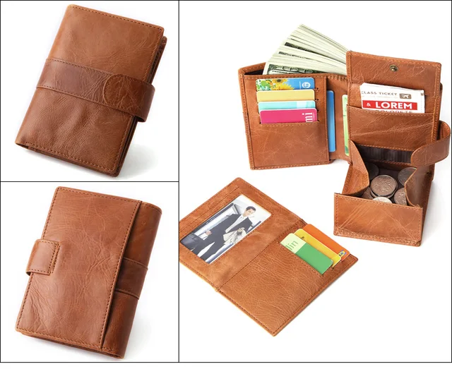 MISFITS wallet men genuine leather coin pocket vintage short wallets male cowhide leather portomonee card holders man Hasp purse -