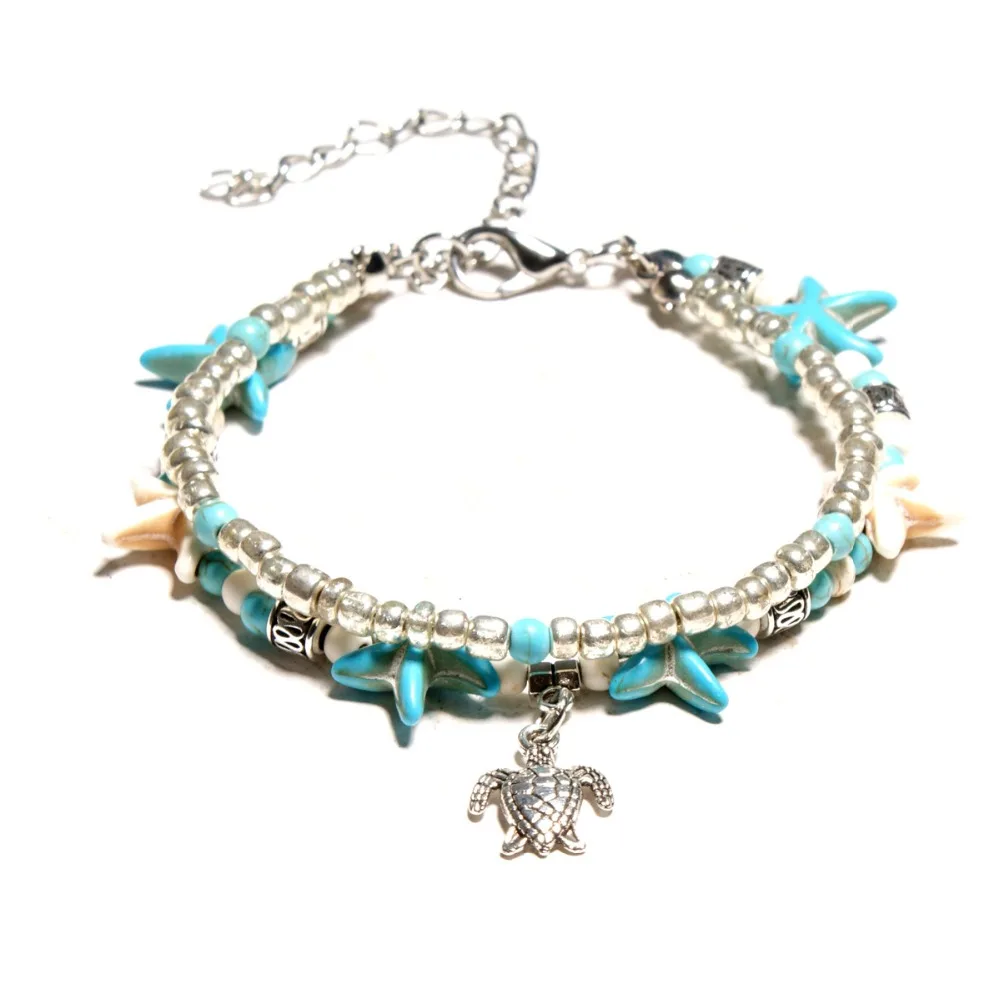 enkelbandje Bohemian Multiple Layers Starfish Turtle Beads Anklets For Women Boho Shell Chain ankle bracelet Beach halhal enkelbandje Bohemian Multiple Layers Starfish Turtle Beads Anklets For Women Boho Shell Chain ankle bracelet Beach halhal