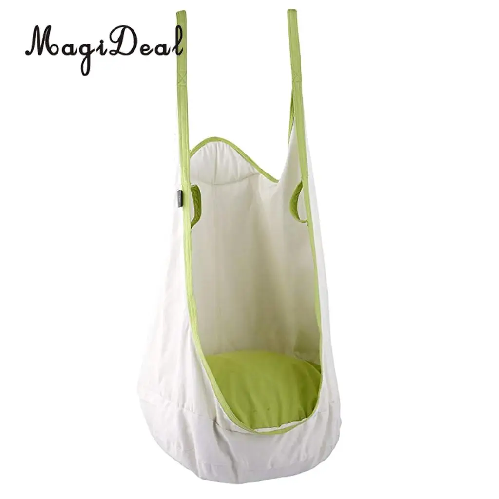 80KG Load Bearing Hanging Hammock Chair Inflatable Cushion Seat Kid Garden Patio Swing Toy White