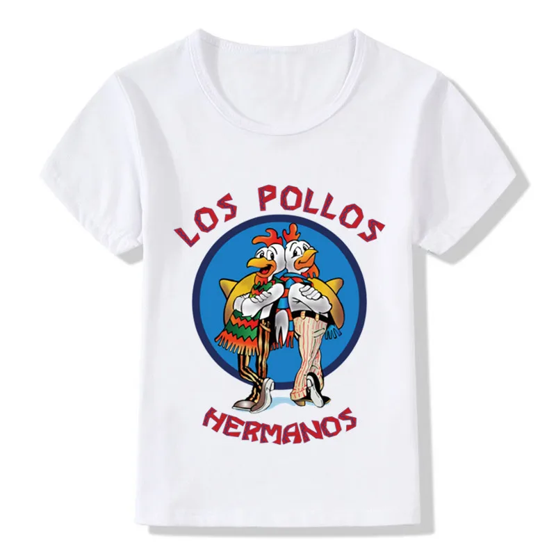 

Детская футболка с рисунком LOS POLLOS HERMANOS, детская мультяшная забавная одежда с цыплятами и братьями, летняя футболка для маленьких мальчиков и девочек HKP5046