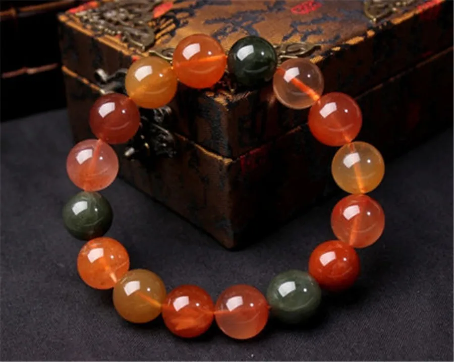 

11-16mm Genuine Natural Bracelet Colorful Rutilated Quartz Gemstone Stretch Round Bead Crystal Bracelets For Women Female AAAAA