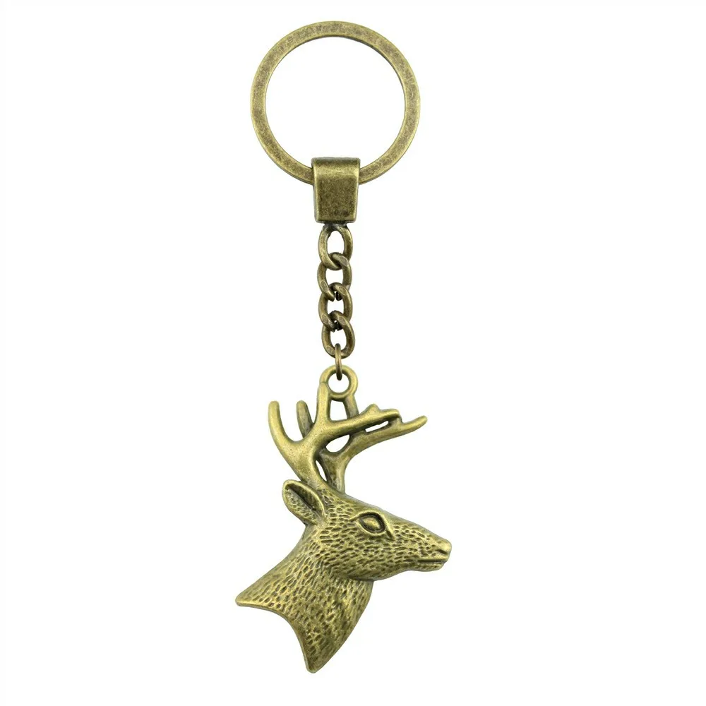 

60x43mm Deer Head With Antlers Keychain Men Jewelry New Fashion Keychain Party Gift Dropshipping Jewellery
