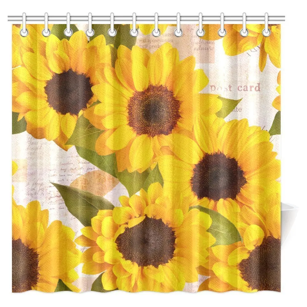 Aplysia Sunflower Shower Curtain Vintage Rustic Looking Grunge