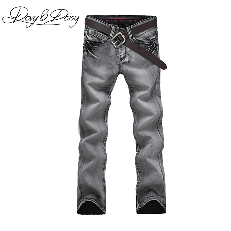 DAVYDAISY Новое поступление мужские джинсы темно-серые однотонные уличные брюки повседневные Брендовые мужские джинсы прямой высококачественный джинсовые брюки DT-031