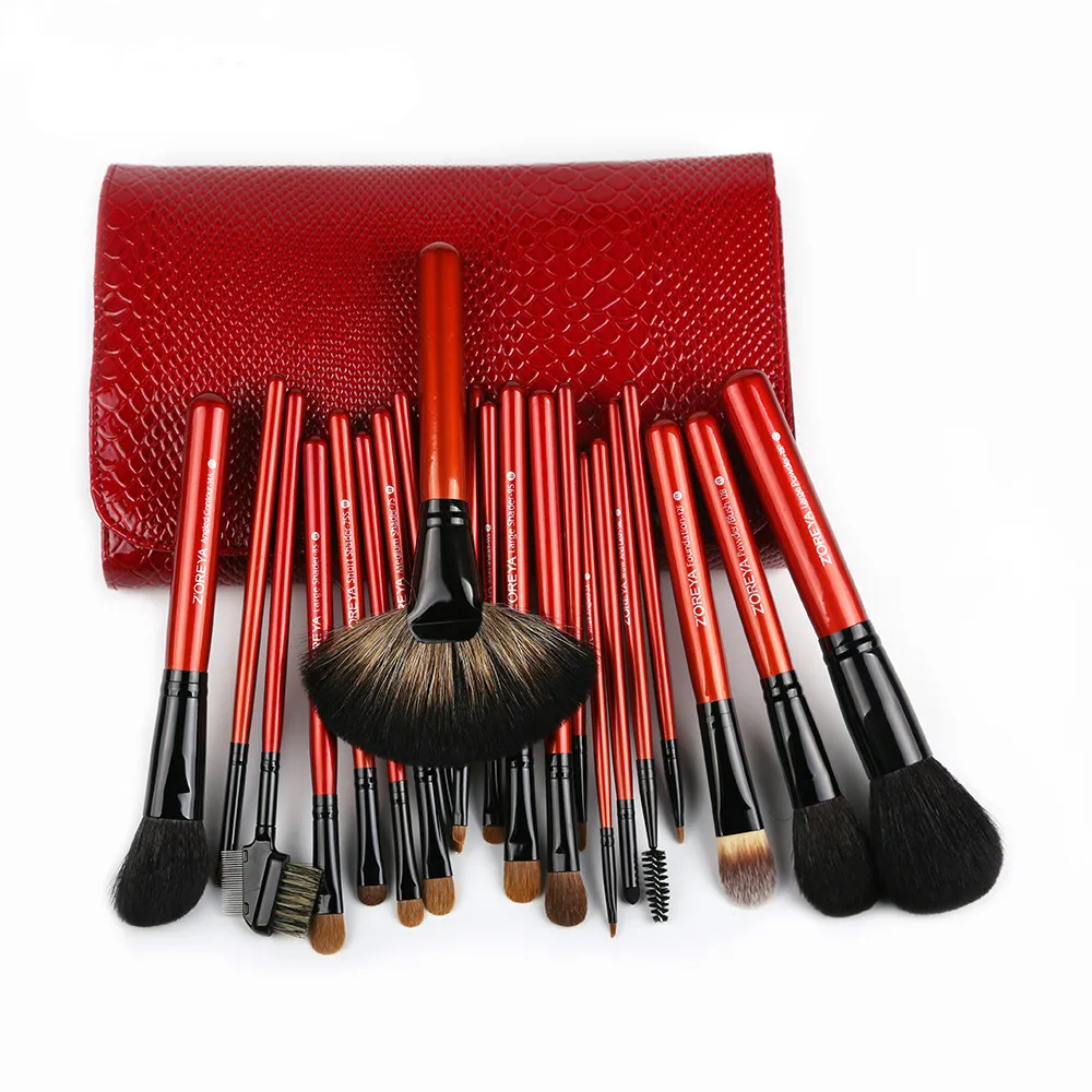 

ZOREYA Makeup Brush Set 21pcs Sable Hair Fan Powder Foundation Eyeshadow Blending Lip Brushes Beauty Make Up Tool