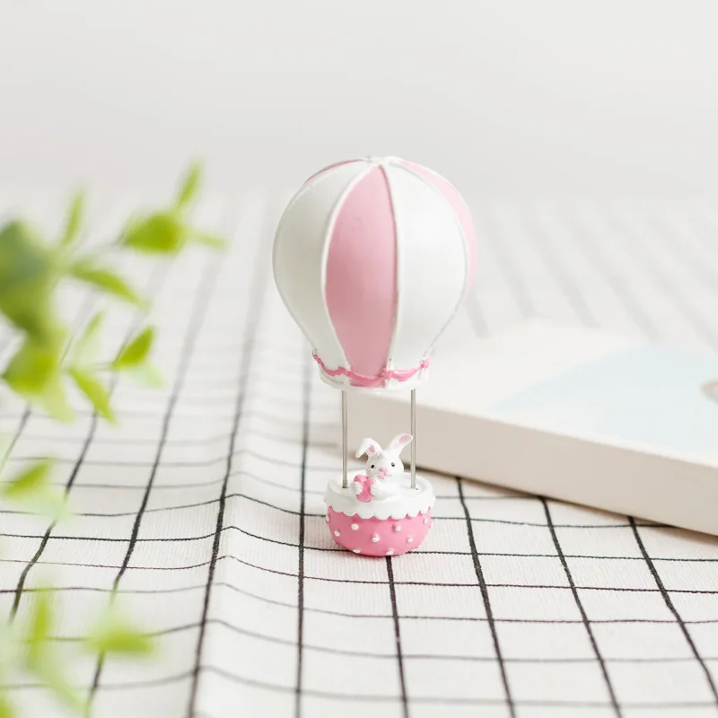 New Resin Mini Cute Hot Air Balloon Rabbit And Elephant Statue Decoration Sculpture Home Office Desk Ornament Toy Gift ornament crafts,miniature figurines,resin ornaments,miniature ornament,resin crafts,rabbit ornament,rabbit ornaments
