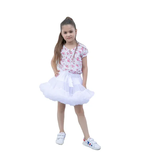 Kephy девочки многослойная короткая юбка принцессы; балетная юбка-пачка для танцев плиссированная фатиновая юбка Детская Юбка для выпускного вечера вечерние юбка - Цвет: white