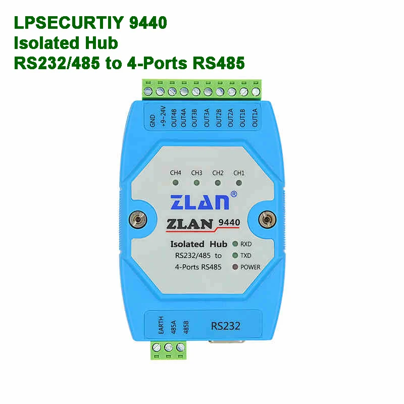 

Isolated 4ch RS485 hub/1 port to 4*RS485 converter For RS485 network extension/relay/Isolation without interference