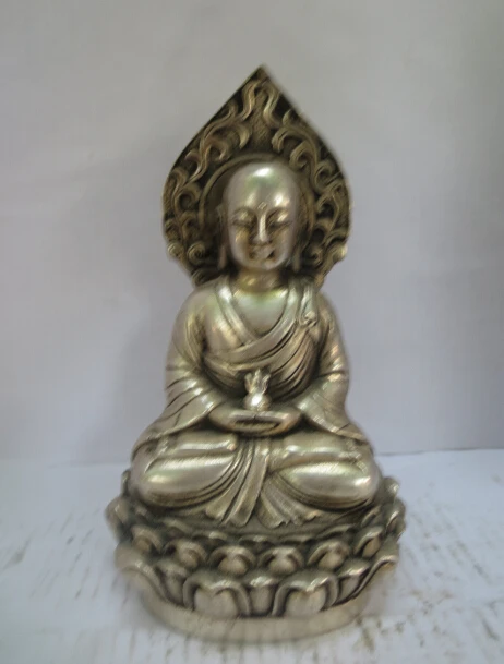 

christmas decorations for home+ Collectible Decorated Old Handwork Tibet Silver Carved Tang Dynasty buddha Statue /sculpture