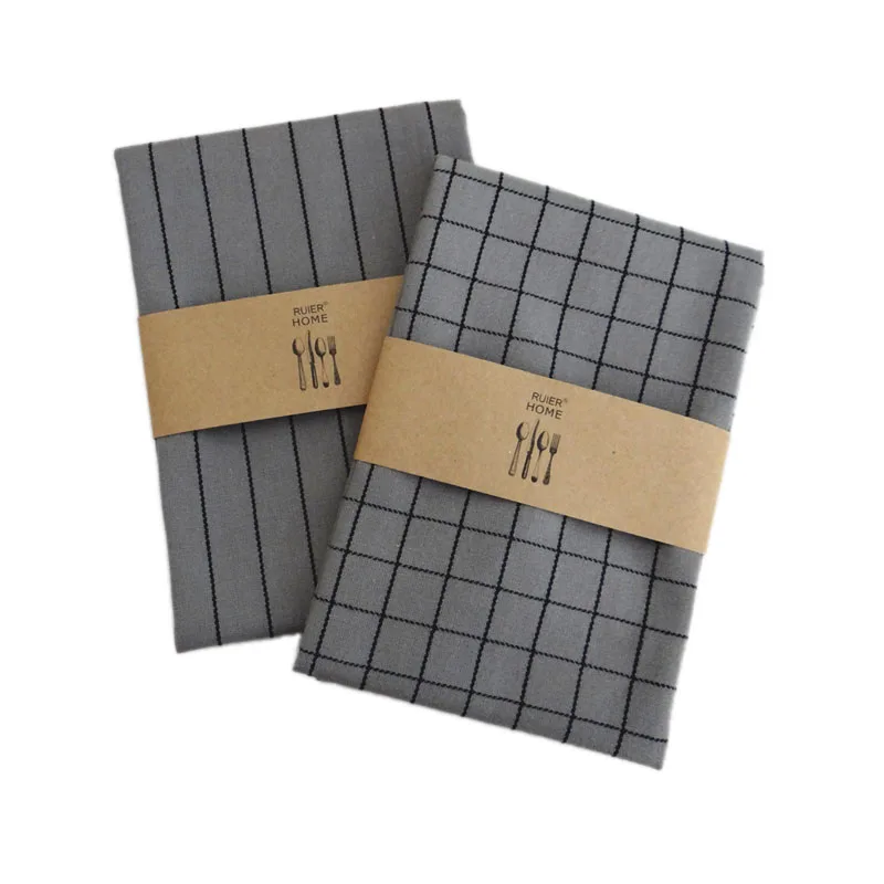 

40*60cm Gray Plaid Table Napkin 100% Cotton Striped Dish Towel 2018 New Cleaning Cloth Tea Coffee Mug Mat Home Kitchen Towels
