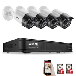 ZOSI HD 2MP видео система наблюдения CCTV 8CH Full HD 1080 P HD TVI AHD DVR комплект 8*1080 Открытый безопасности камера системы 2 ТБ