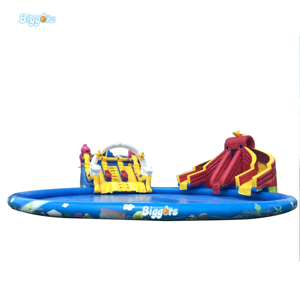 Buy Commercial Grade Inflatable Water Game Park Inflatables Double Slide With