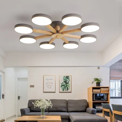 

Colourful Led Ceiling Lamps Wood Ceiling Lights Atmosphere Bedroom Dining Room 3/6/8 Heads Bedroom Living Lighting Fixture Avize