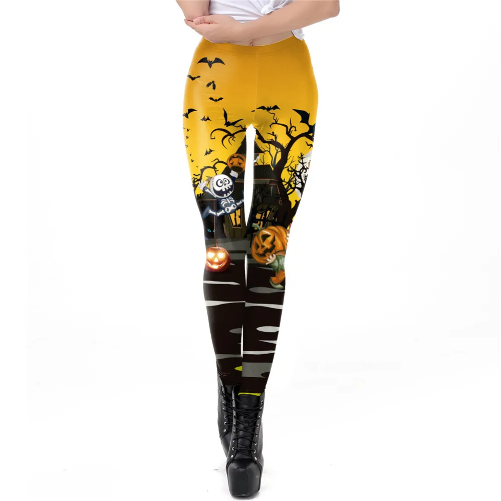 [You're My Secret] костюм на Хэллоуин женские леггинсы для фитнеса страшная Тыква 3D печать эластичные лодыжки-брюки Тонкий тренировка леггинсы - Цвет: WKDK1035