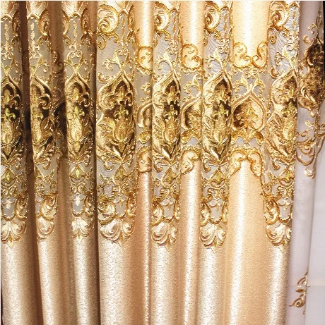 

Elegance European Luxury Embroidery Polyester Blackout Curtain for Living Room Kitche French Window Drapes Shading Cloth Decor