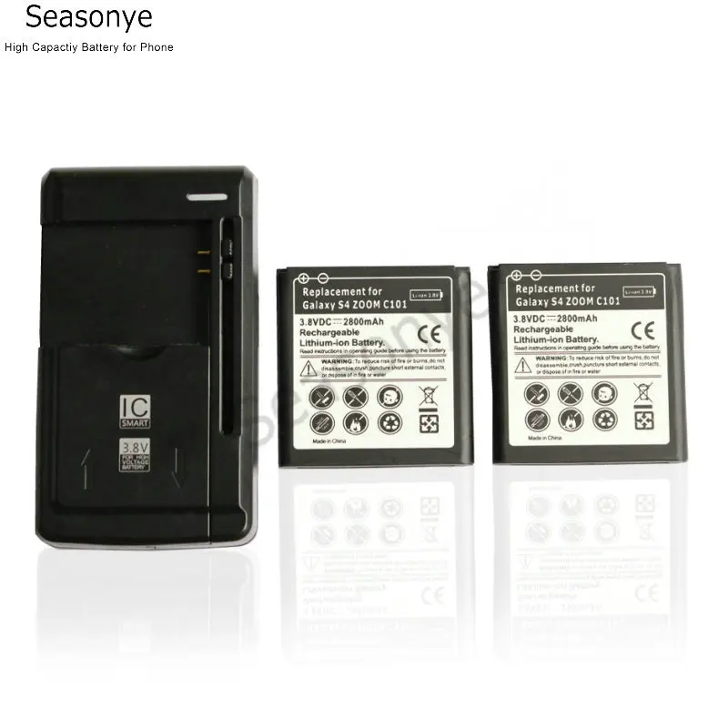 

Seasonye 2x 2800mAh B740AC / B740AE / B740AK / B740AU Replacement Battery + Universal Charger For Samsung Galaxy S4 Zoom C101