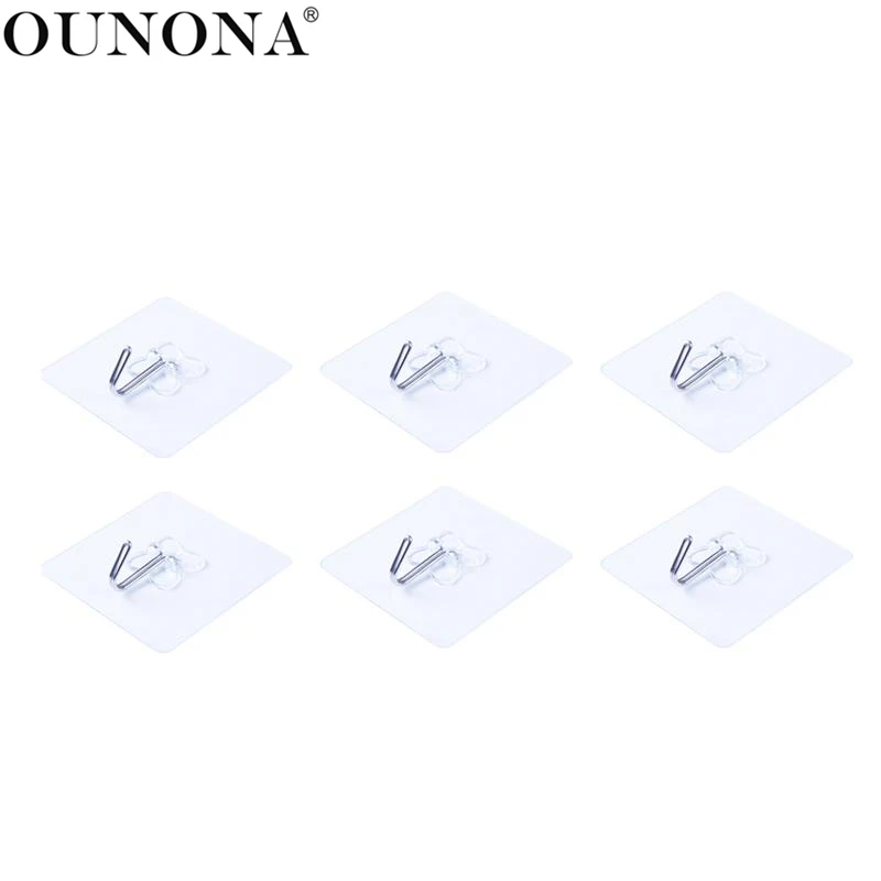 Us 2 05 32 Off Ounona 6pcs Wall Ceiling Hooks Clover Adhesive Hooks Sticky Nail Free Transparent Reusable Hook For Bathroom In Hooks Rails From