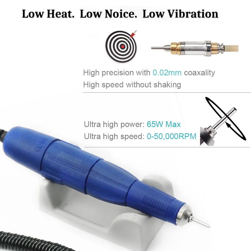 Ceny 65W 35000RPM elektryczna wiertła do paznokci Strong 210 Model 204 rękojeść Manicure wiertarka Pedicure pilnik do paznokci Bit Nail Art Equipment