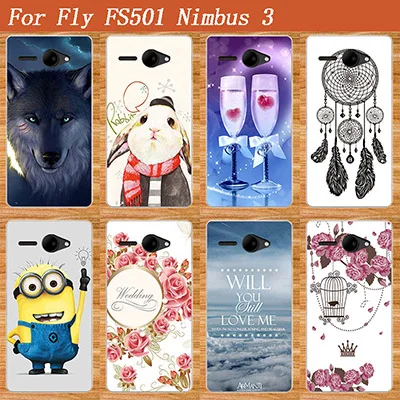 

For Fly Fs501 Case Cover Painted Colored Soft Tpu Case For Fly FS501 Nimbus 3 / FS 501 Nimbus3 5.0 Inch Phone Cover Bags