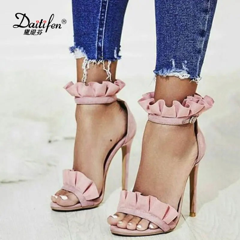Daitifen Women Sandals Summer Pleated Ladies Stiletto High Heels Sandals Sexy Open Toe Wedding Shoes Summer Party Sandals Pink Daitifen Women Sandals Summer Pleated Ladies Stiletto High Heels Sandals Sexy Open Toe Wedding Shoes Summer Party Sandals Pink
