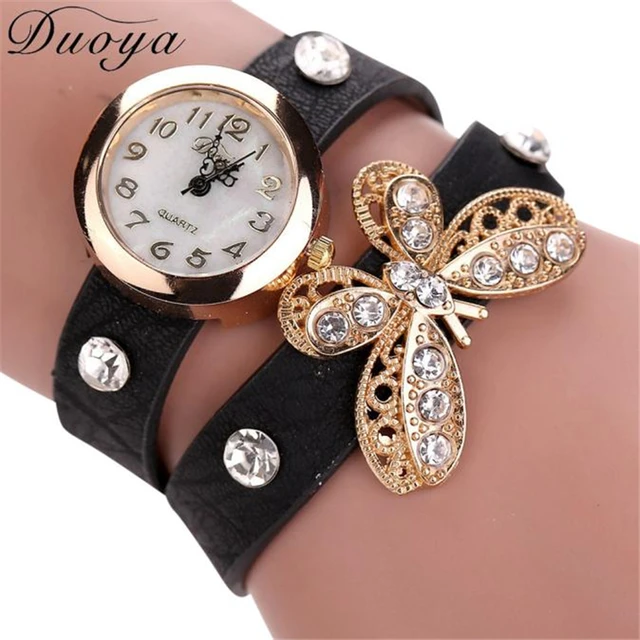 2018 Vendita Calda Orologio Da Donna Di Lusso Farfalla Cinturino In Pelle Casual 2018 Vendita Calda Orologio Da Donna Di Lusso Farfalla Cinturino In Pelle Casual