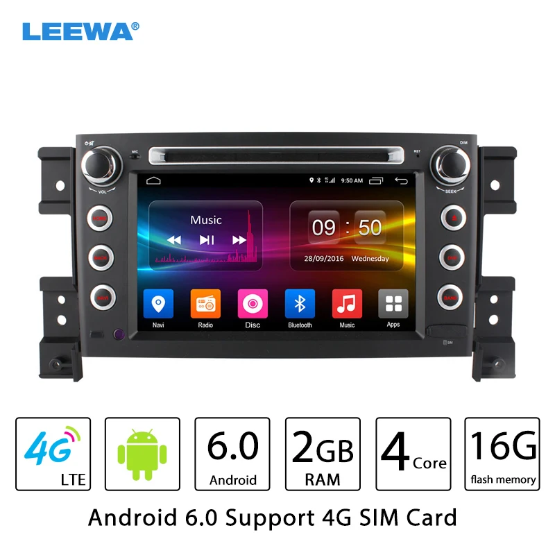 

LEEWA 7" Android 6.0 (64bit) DDR3 2G/16G/4G LTE Quad Core Car DVD GPS Radio Head Unit For Suzuki Grand Vitara(Third generation)