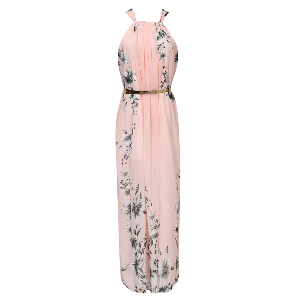 Hirigin летнее Новое Стильное модное женское шифоновое повседневное пляжное длинное платье с цветочным рисунком вечернее платье