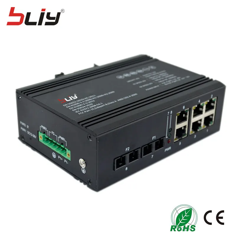 

8 port hardened switch unmanaged din rail industrial network switch