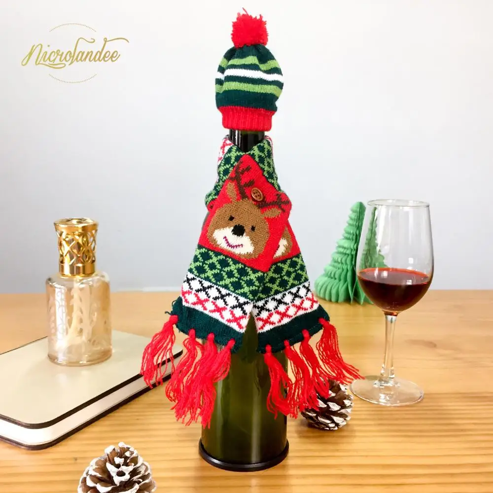 

NICROLANDEE Christmas Wine Bottle Cover Snowman Stocking Gift Holders Xmas Navidad Decor New YearHome Party New Decoration DIY