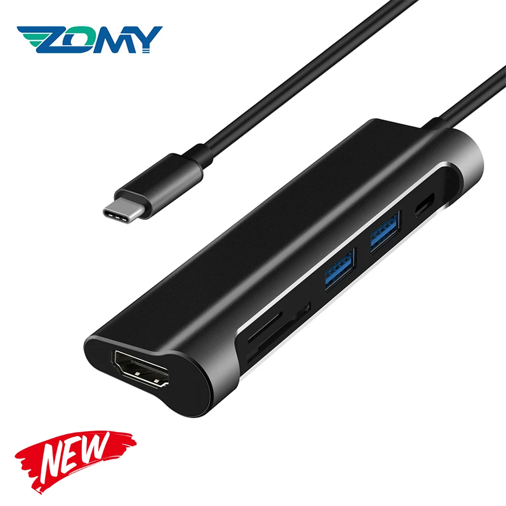 

Zomy hub portable black aluminum SSD USB 3.1 to USB 3.0+SD/TF+HDMI+PD hdd docking station 4K Video Converter for laptop Macbook