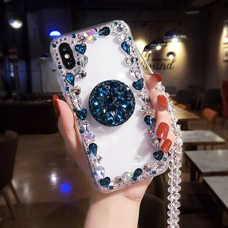 Роскошный 3D Блестящий чехол для телефона с блестящим держателем IPhone 5 6 6S 7 8 Plus X XR XS