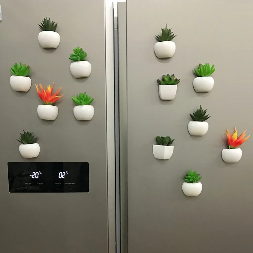 

fridge magnet Artificial Flower Succulent Plant Refrigerator Sticker Bonsai Magnet Green Plant fridge magnet souvenir 2019 NEW