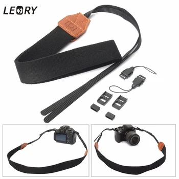

LROEY Nylon Leather Camera Strap Shoulder NeckBelt For Canon For Nikon For Sony Digital Camera For SLR DSLR Black Webbing