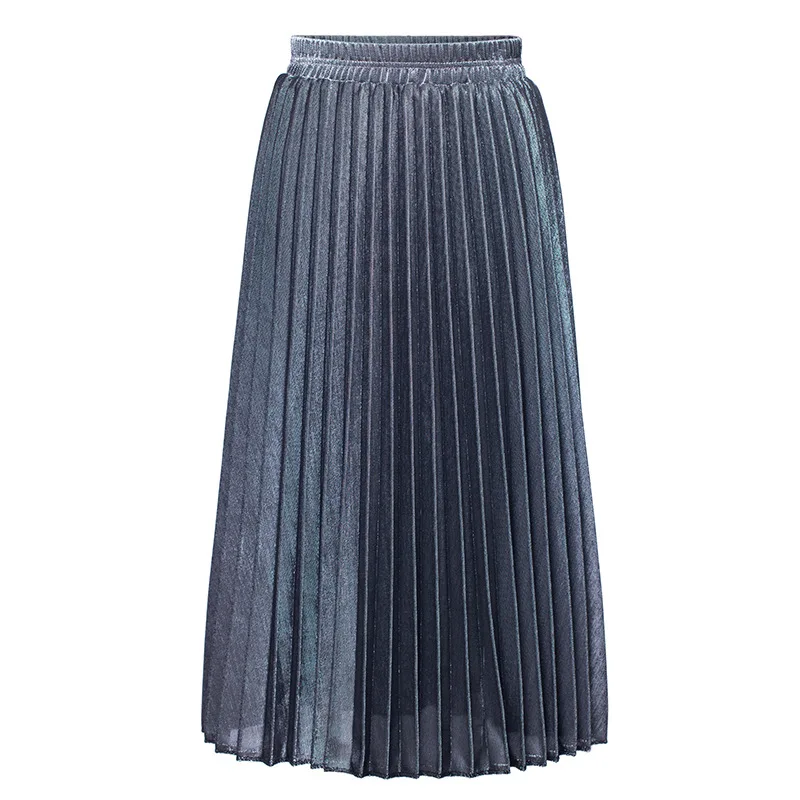 2019 Women Skirt Fashion Gold Color Slim Women Skirt Office Lady Formal Knee Length Pleated Skirt Beach Wear Casual Skrit 2019 Women Skirt Fashion Gold Color Slim Women Skirt Office Lady Formal Knee Length Pleated Skirt Beach Wear Casual Skrit