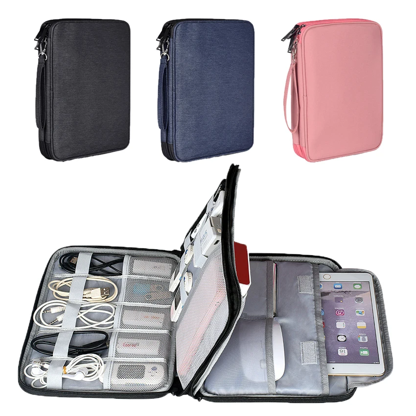

Large Capacity Data Cable Storage Bag Double Layer Travel Electroics Accessories Organizer Pouch Case for iPad Charges Earphones
