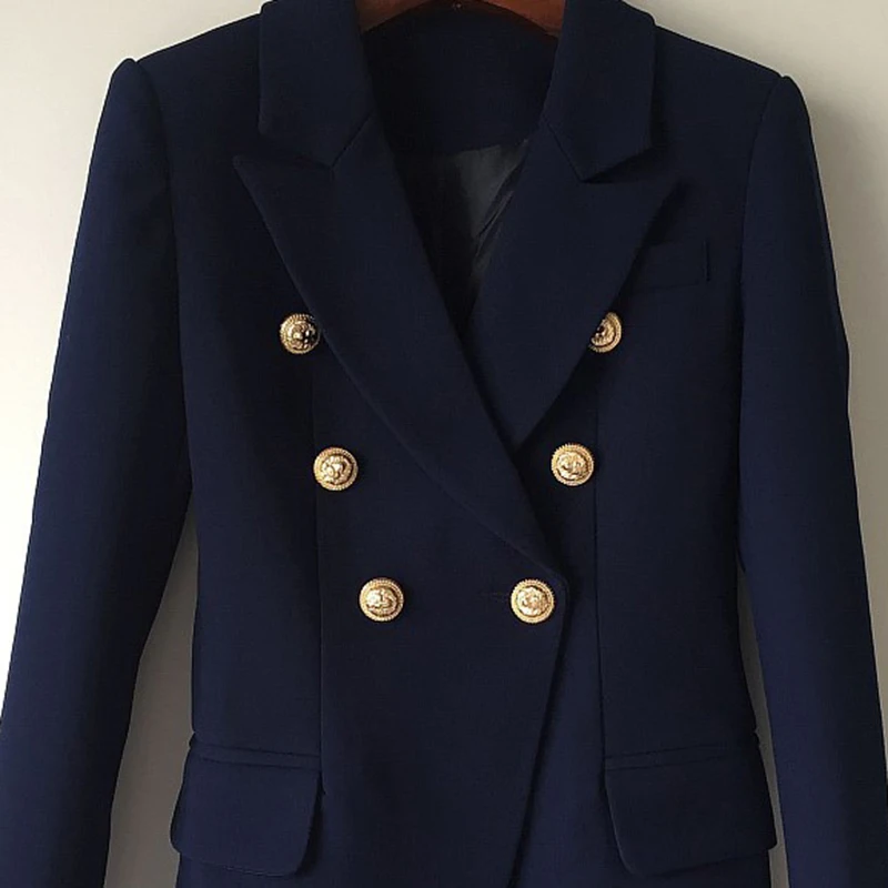 Metal Buttons Blazers Womens Double Breasted Fashion 2019 Autumn Spring elegant Blazer Jacket Basic outwear coats Cool style