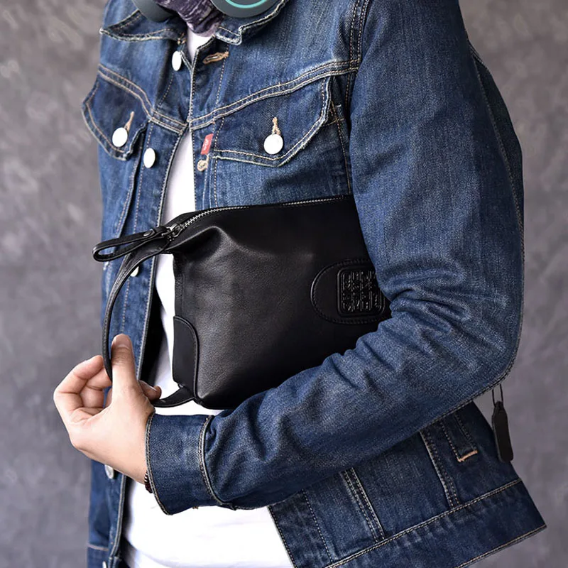 AETOO Retro trend models Chinese style men's leather handbag leather handbag large capacity hand bag